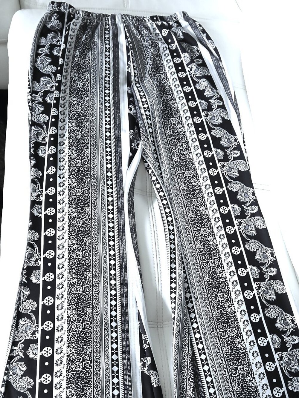 SHEIN Black & White Bell Bottom Pants